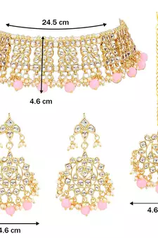 Traditional Kundan Choker Jewellery Set with Earrings & Maang Tikka For Women 