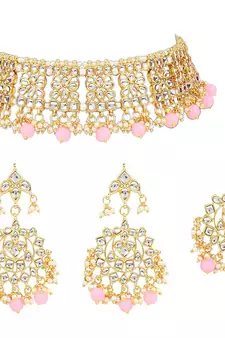 Traditional Kundan Choker Jewellery Set with Earrings & Maang Tikka For Women 