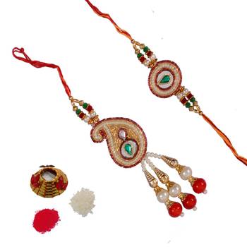 Designer Bhaiya Bhabhi Rakhi Set and Roli Tikka Matki 1