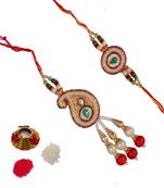 Designer Bhaiya Bhabhi Rakhi Set and Roli Tikka Matki