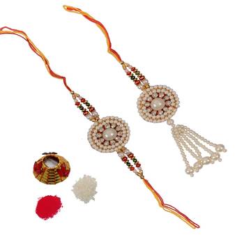 Designer Bhaiya Bhabhi Rakhi Set and Roli Tikka Matki 1