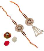 Designer Bhaiya Bhabhi Rakhi Set and Roli Tikka Matki