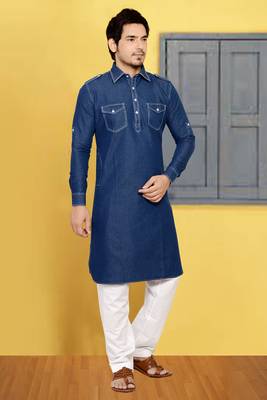 Blue denim pathani-suits 1