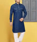 Blue denim pathani-suits