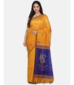 Mustard Jamdani Work Cotton Silk Handloom Saree With Blouse