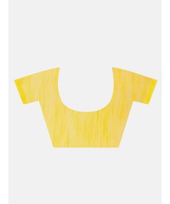 Yellow Triangle Design Hand Weaven Cotton Silk Handloom Saree With Blouse 6