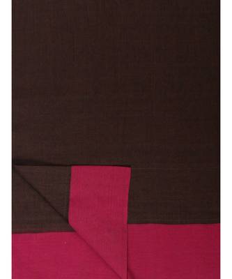 Chocolate Plain Work Khadi Cotton Handloom Saree With Blouse 4
