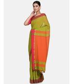 Pesta Plain Work Khadi Cotton Handloom Saree With Blouse
