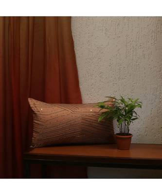 Silk Peach Hand embroidered Cushion cover (12x22 in) 1