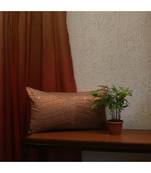 Silk Peach Hand embroidered Cushion cover (12x22 in)