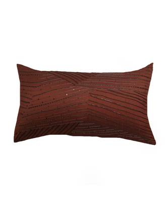 Silk Peach Hand embroidered Cushion cover (12x22 in) 2