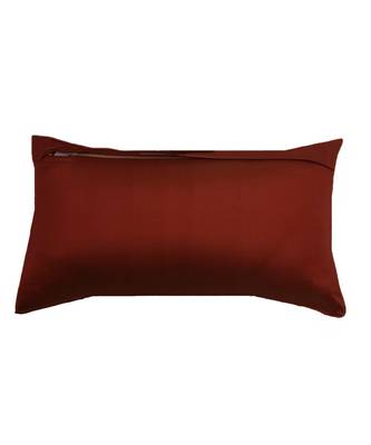 Silk Peach Hand embroidered Cushion cover (12x22 in) 3