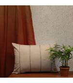 Cotton Blend Beige Embroidered Cushion cover (14x19 in)