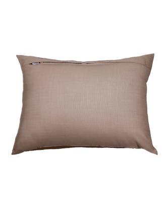 Cotton Blend Beige Embroidered Cushion cover (14x19 in) 3
