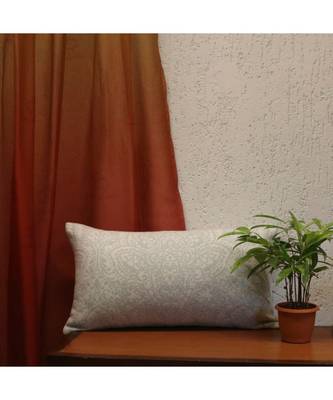 Cotton Blend Blue Self Textured Cushion cover (12x22 in) 1