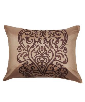 Polyester Beige Embroidered Cushion cover (14X19 in) 2