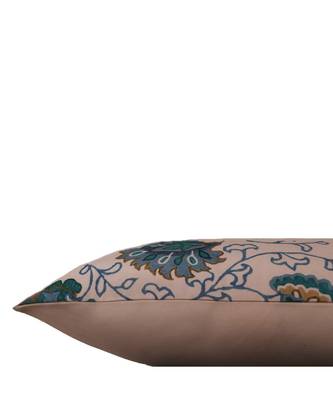 Poly Canvas Turquoise Blue  Digital print With Embroidered Cushion cover (12X22 in) 3