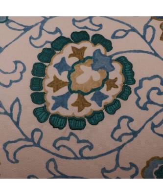 Poly Canvas Turquoise Blue  Digital print With Embroidered Cushion cover (12X22 in) 4