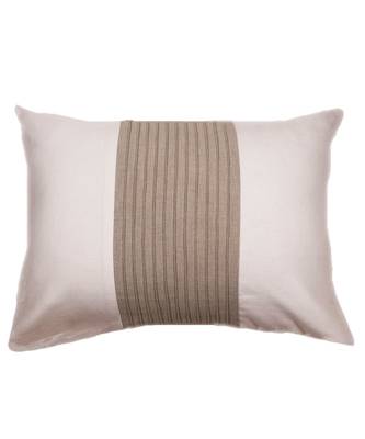 Cotton Blend White Beige Patchwork With Pintucks Cushion cover (14X19 in) 1