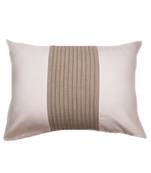 Cotton Blend White Beige Patchwork With Pintucks Cushion cover (14X19 in)