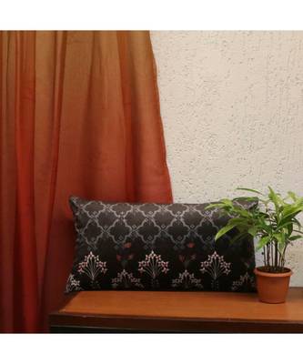 Velvet Black Digital print Cushion cover (12X22 in) 1