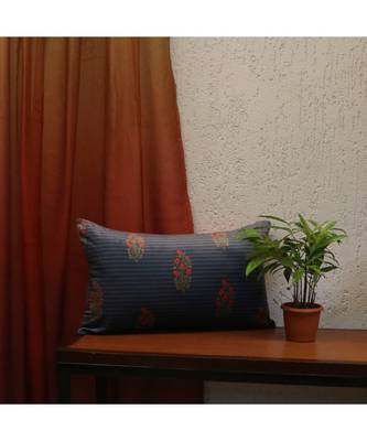Poly Canvas Blue Grey Digital print Cushion cover (12x20 in) 1