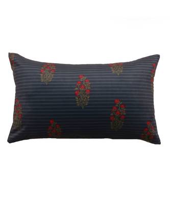 Poly Canvas Blue Grey Digital print Cushion cover (12x20 in) 2