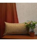Polyester Blend Gold Hand embroidered Cushion cover (12x22 in)