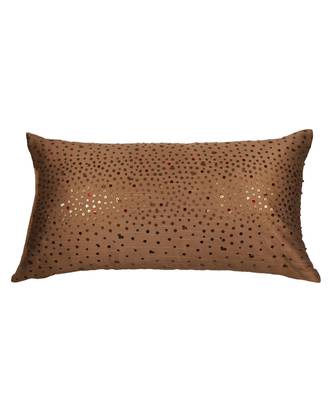 Polyester Blend Gold Hand embroidered Cushion cover (12x22 in) 2