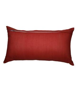 100% Linen  Green Embroidered Cushion cover (12X22 in) 3