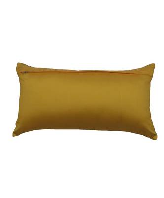 Polyester  Green Hand embroidered Cushion cover (12x22 in) 3