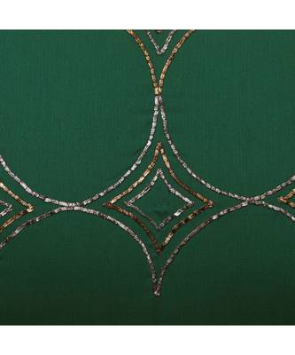 Polyester  Green Hand embroidered Cushion cover (12x22 in) 5