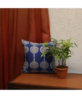Polyester Blue Digital print With Embroidered Cushion cover (12x12 in) 1