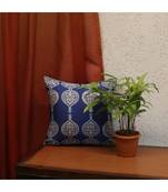 Polyester Blue Digital print With Embroidered Cushion cover (12x12 in)