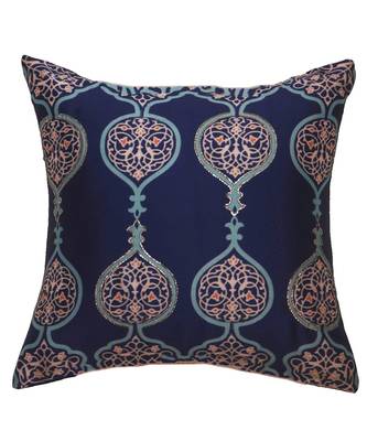 Polyester Blue Digital print With Embroidered Cushion cover (12x12 in) 2