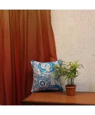 Poly Canvas Blue Digital print Cushion cover (12x12 in) 1