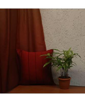 Polyester Red Pintucks With Cord Work Cushion cover (12x12 in) 1