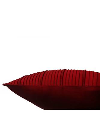 Polyester Red Pintucks With Cord Work Cushion cover (12x12 in) 4