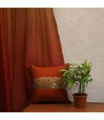 Polyester Orange Hand embroidered Cushion cover (12x12 in)