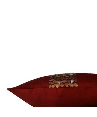Polyester Orange Hand embroidered Cushion cover (12x12 in) 4