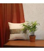 Polyester Off White Hand embroidered Cushion cover (12x12 in)