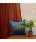 Polyester Blue Hand embroidered Cushion cover (12x12 in)