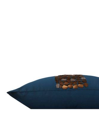 Polyester Blue Hand embroidered Cushion cover (12x12 in) 4