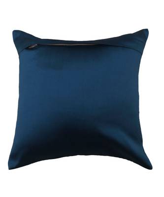 Polyester Blue Hand embroidered Cushion cover (12x12 in) 6