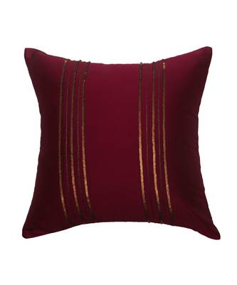 Polyester Purple Hand embroidered Cushion cover (12x12 in) 2