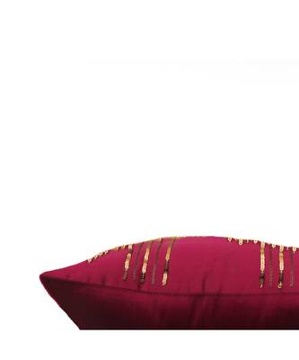 Polyester Purple Hand embroidered Cushion cover (12x12 in) 4