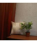 Polyester Off White Hand embroidered Cushion cover (12x12 in)