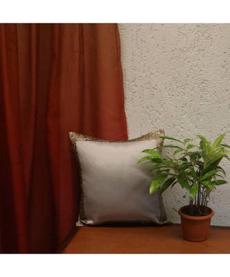 Polyester Silver Hand embroidered Cushion cover (12x12 in) 1
