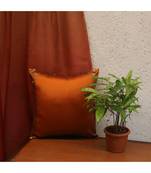 Polyester Orange Hand embroidered Cushion cover (12x12 in)