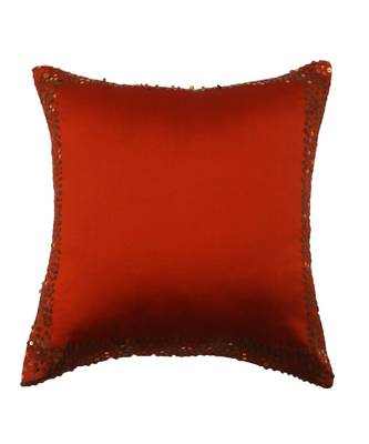 Polyester Orange Hand embroidered Cushion cover (12x12 in) 2